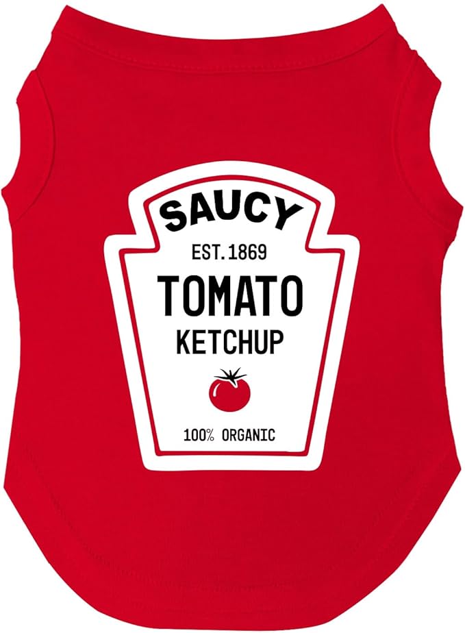 Ketchup Bottle Costume Dog Tee Shirt | Sleeveless Breeds | Halloween | Matching Outfit | Funny & Cute |Red, 2X-Large 1156