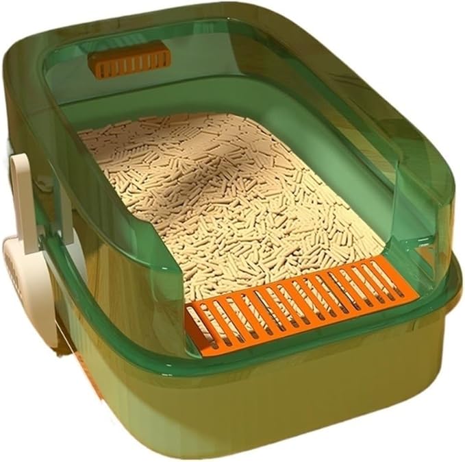 Pet Supplies, Kitten Litter Box with Scoop,High Sided Open Cat Toilet for Small Cats & Travel(Green)