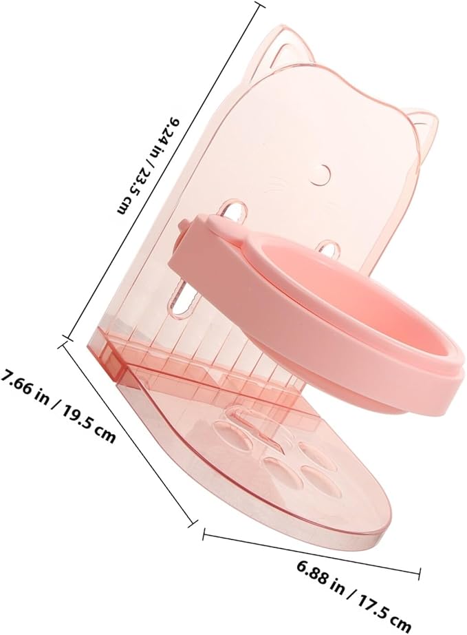 Elevated Pet Food Bowl Stand with Raised Pink Plastic Cat and Dog Feeder Bowl Anti-Spill Design for Small Pets Puppy Feeding and Watering Supplies
