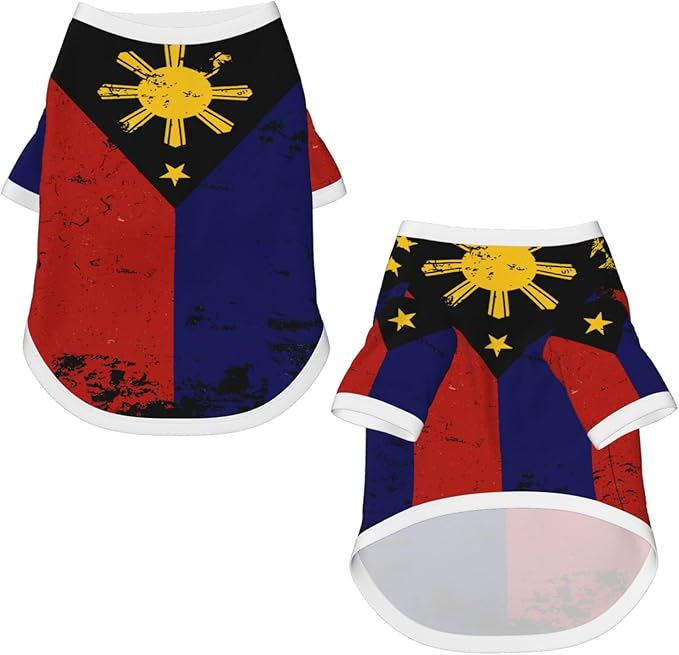 Filipino Vintage Philippines Flag Dog Shirt Pet Cotton T-Shirt Soft Breathable Dog Clothes Stretchy Puppy Outfit Doggy Tank Top Funny Outdoor Apparel for Small Medium Dogs Cats Pink Large