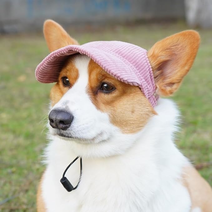 Selena Baseball Cap for Dog Cat with Ear Holes Adjustable Hat Cute Puppy Kitten Pet Outdoor Sun Protection Sport Costume Apparel (Medium,Pink)