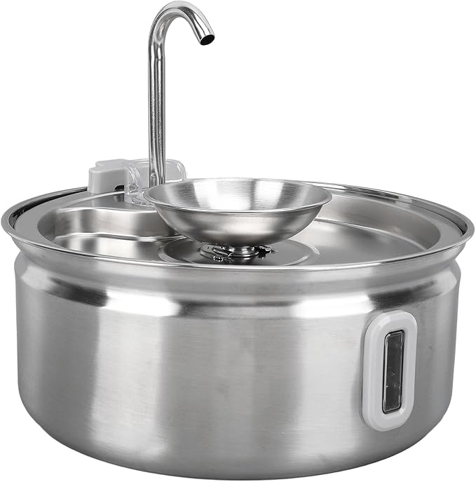 3.2L Dog Water Dispenser, Stainless Steel Cat Water Fountain Pet Drinking Dispenser Quiet Dog Drinking Waterer with Automatic Circulation Cat Feeding Watering Machine for Cats Dogs