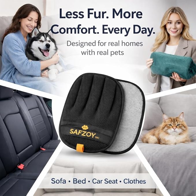 Pet Hair Removal Glove for Cats & Dogs – Reusable Magic Brush – Five-Finger Grooming & Hair Remover Tool, Electrostatic Cleaning Glove for Laundry, Couch, Carpet & Car Seat (Pack of 1)