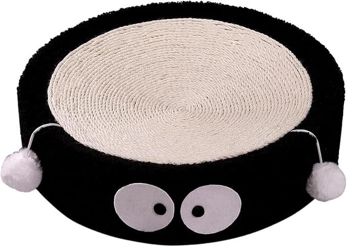 Cat Scratch Pad Bowl Nest Corrugated Cat Lounge Comfortable Claw with Interaction Ball Toy Furniture Protector, Black Circle