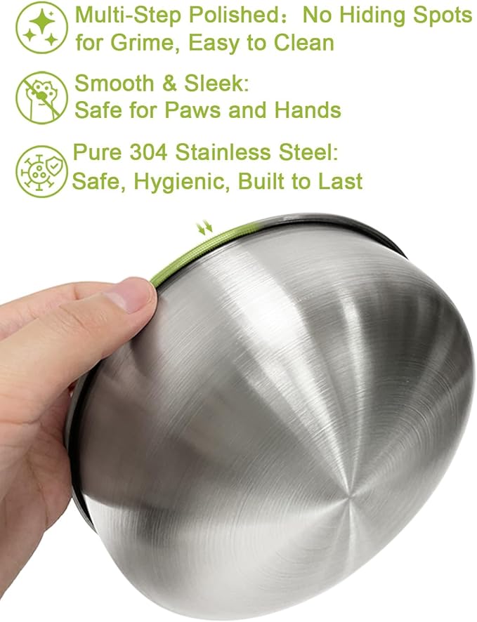 15° Tilted Cat Food Bowls 304 Stainless Steel Kitten Food Bowl Raised Food and Water Dish for Cats Elevated Cat Bowl Plate Stand Whisker Friendly Smooth Polished Easy to Clean Dishwasher Safe 1PACK