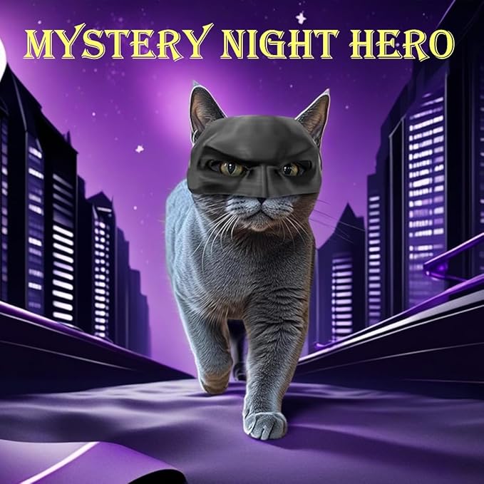 Cat Superhero Mask Costume, Large Size 5.1x3.5x2.3 inches, Black Silicone, Halloween Cosplay Accessory