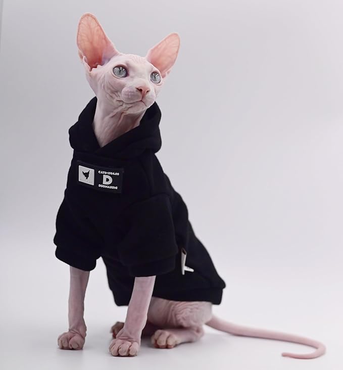 Hairless Cat Clothes Autumn/Winter Warm Fleece Super Soft Stretch Cat Clothes for Sphynx,Devon, Konis,Small Cats and Dogs (Purple, Small)