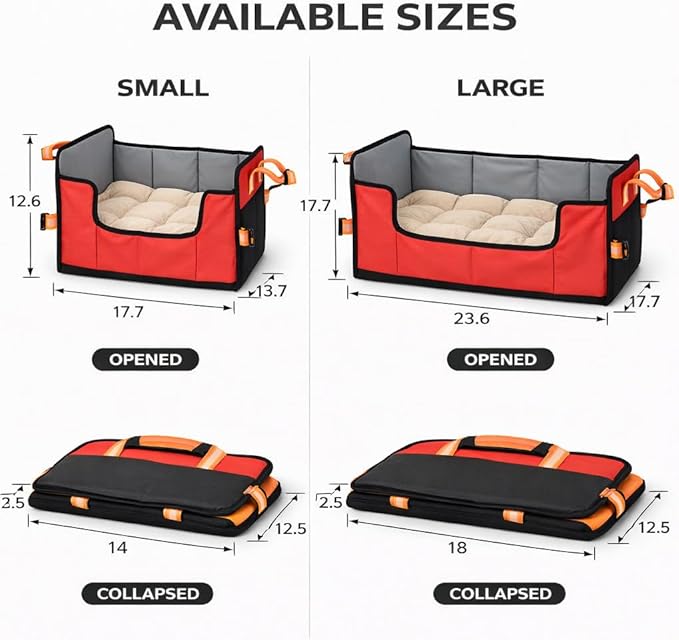 Pet Life ® 'Travel-Nest' Innovative Portable Travel Folding or Collapsible Cat and Dog Bed with Carrying Handle