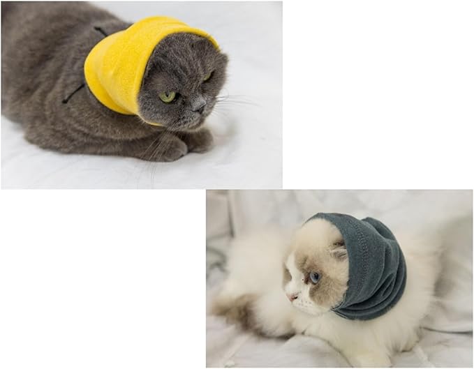 Cat Snood Ear Wrap Protectors Anxiety Relief Ear Cover Hematoma Compression Yellow+Aqua Blue S