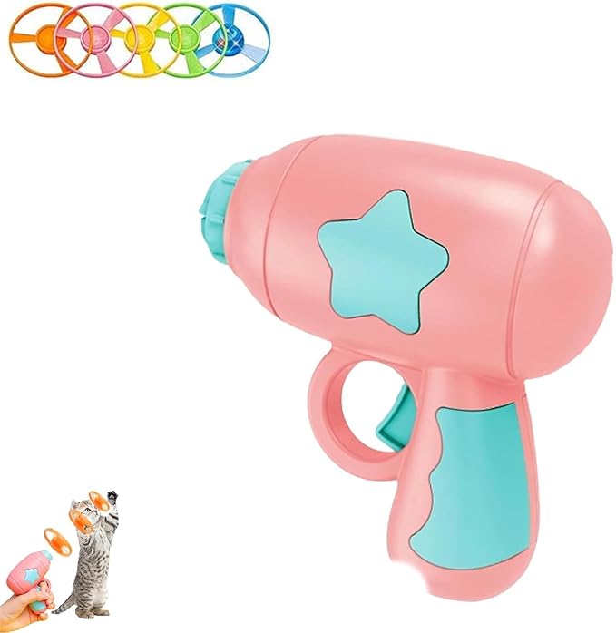 Bamboo Dragonfly Catapult Launcher, Interactive Cat Toy & Outdoor Flying Saucer Blaster, Glowing LED Dragonfly Catapult for Pet Exercise & Night Play, Fun Gift for Hobbyists & Pet Lovers (Pink)