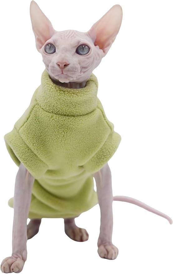 Sphynx Cat Apparel Kitty Clothes Warm Autumn and Winter Hairless Cat Outfits Cat Clothes for Devon Rex Cats, Cornish Cats and Small Cats (Pink, Large)