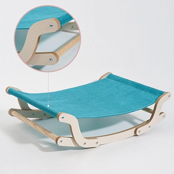Cat Hammock, Wooden Cat Swing Bed, 2 in 1 Cat Rocking Chair and Hammocks, Modern Pet Furniture for Small to Medium Size Cat Dog