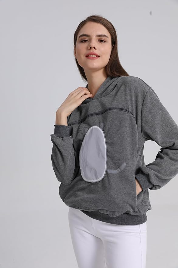 ALYC Pet Carrier Hoodie Cat Dog Pouch Holder Sweatshirt Large Pocket Pullover Shirt with Cat Ear for Women