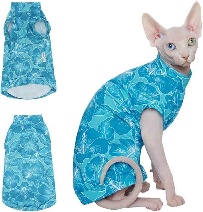 Sphynx Cat Cooling Shirt for Summer, Quick Dry Shirt Breathable UPF 50+ Shirt for Cats & Small Dogs Apparel, Summer Vest for Cats (Green, Large(5.5-8lbs))