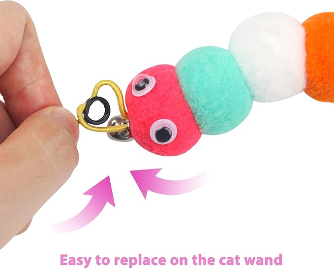 QUOZUO Cat Feather Wand Replacement - 12 PCS Toy Refills and Attachments for Cat Toys