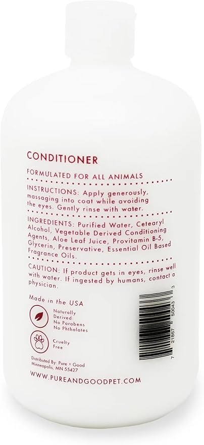 Pure + Good Dog & Cat Conditioner - Moisturizing Pet Conditioner, Made in The USA, Cruelty Free, 16 fl oz (Sandalwood + Coconut)