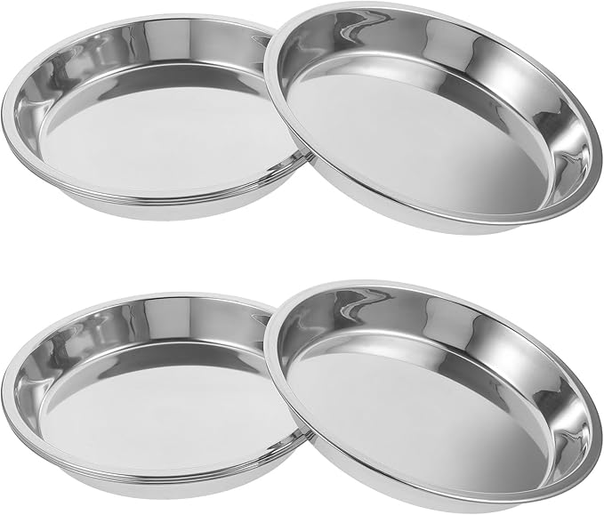 OUNONA 4pcs Stainless Steel Cat Bowls 22cm Multi-Function Metal Pet Basins Wear-Resistant Food Bowls for Household Kitten Feeding and Watering Supplies