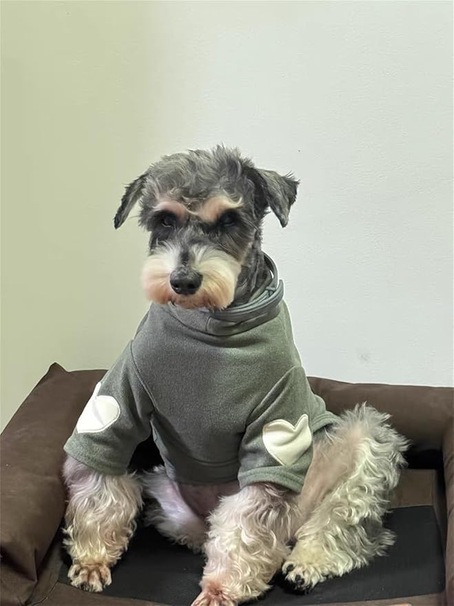 Small Dog Sweaters for Dogs Girls Boys, Heart Love Pattern Puppy Clothes, Puppy Pullover Outfit (Dark Green, X-Small)