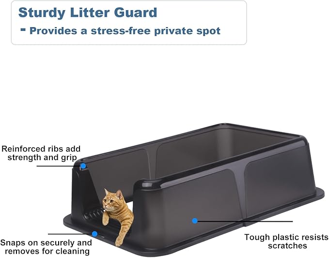 2 Pack Stainless Steel Cat Litter Box with Lid - XL Extra Large Enclosed Metal Litter Pan for Big Cats, High Sided Non-Stick Odor Resistant Anti-Urine Leakage, Easy Clean with Scoop & Mat, Gray/Black