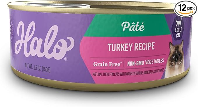 Halo Purely For Pets Indoor Cat Turkey and Giblets Recipe - Case of 12-5.5 Oz