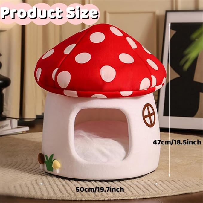 LYFJMUS Mushroom Cat Bed Chocolate Cookie Cat Beds for Indoor Cats Mushroom Cow Shape Cat Cave Bed Cat Tent with Removable & Washable Cushion Pillow Cat House Bed for Cats Small Dogs ﻿