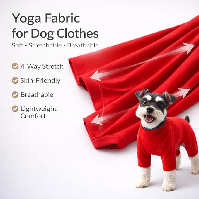 Lovelonglong Dog Full Bodysuit – Stretchy Yoga Fabric 4-Leg Dog Pajamas, Breathable & Lightweight Dog Onesie for Indoor & Outdoor, Shedding Control & Travel Wear
