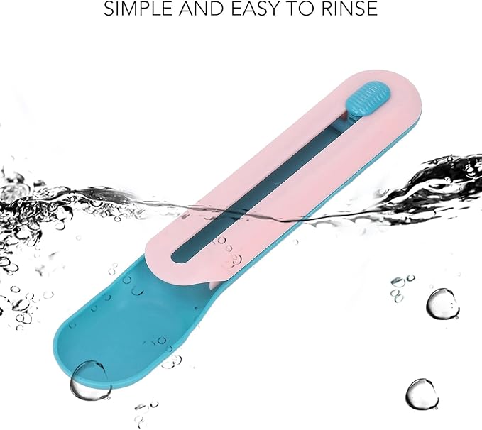 Zerodis Cat Wet Treats Dispense, Cat Food Spoon PP Plastic Cat Wet Treats Dispenser Spoon Practical Cat Snack Spoon for Pet Feeding Watering Supplies (Blue Spoon with Handle)