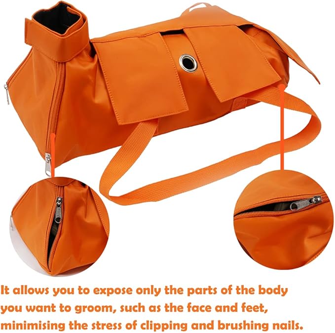 Cat’s Restraint Bag for Claw Care Nail Trimming Anti-Scratching Grooming Bag for Cats Medical Examination(Orange-l)