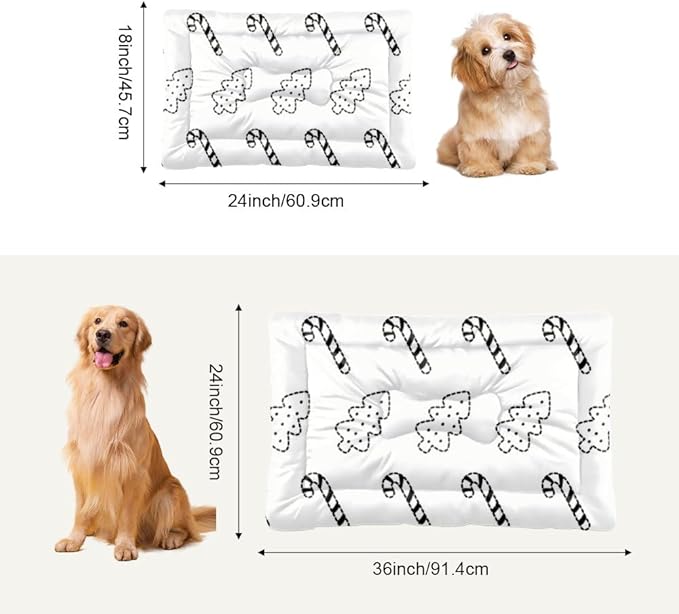 Christmas Tree Candy Cane Black Pet Mat Bed Non Slip Waterproof Bottom Warm Dog Bed Chew Proof Dog Pads Washable Backseat Mat Multi Scenario Winter Pet Supplies 24× 18 Inch