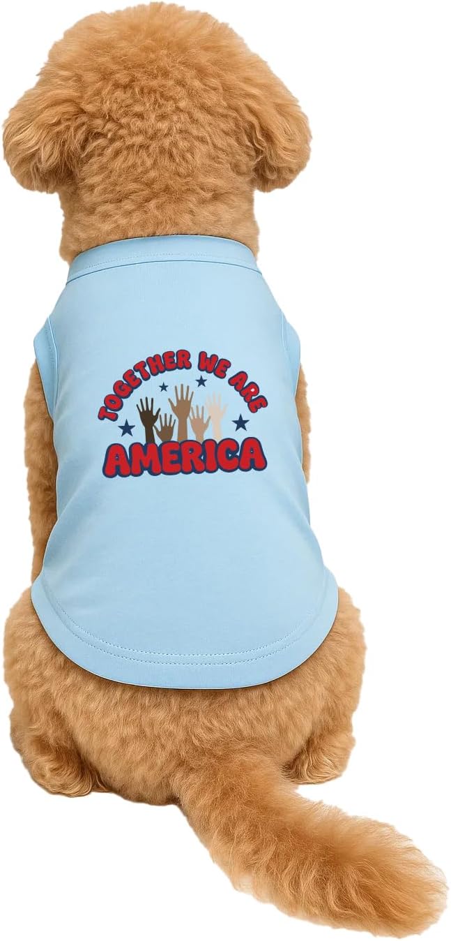 Together We are America Dog Tee Shirt | Sleeveless Breeds | Imigration Awareness | Unity | Diversity | 2026 | Football |Light Blue, X-Large 1708