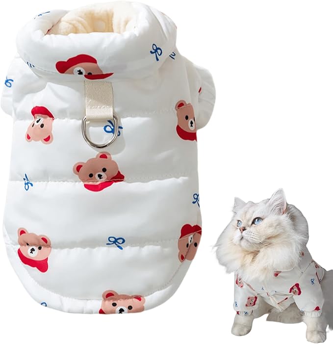 Extra Warm Dogs Jacket Cute with Leash Ring Windproof Puppy Winter Coats for Small Dogs (XL (10-15lbs))
