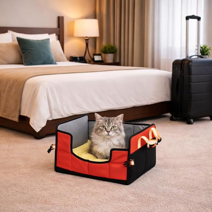 Pet Life ® 'Travel-Nest' Innovative Portable Travel Folding or Collapsible Cat and Dog Bed with Carrying Handle