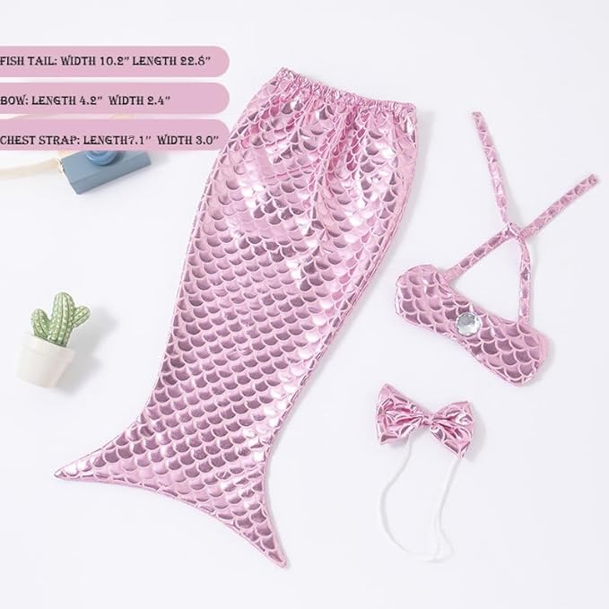 Cat Mermaid Costume - Funny Creative Decorative Clothing for Small Dogs or Cats, Photo Props and Party Supplies (Pink)
