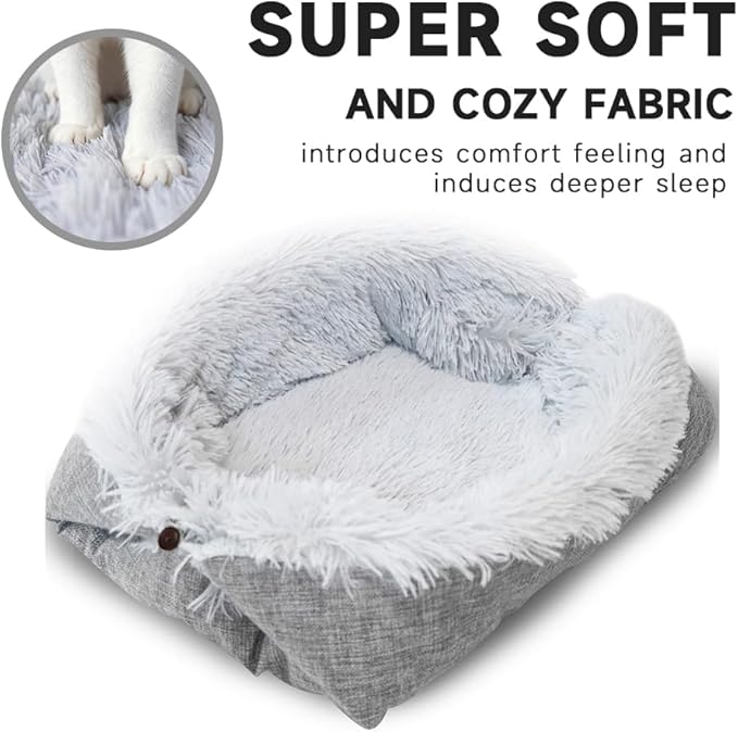 FAMILY'S BACKYARD Cat Bed for Indoor Cats,Foldable, Dual-Style Warm Pet Bed, Suitable for Individual Cats and Small Dogs.Dog beds for Small Dogs，Size:23.62 * 19.69 * 1.18inch.