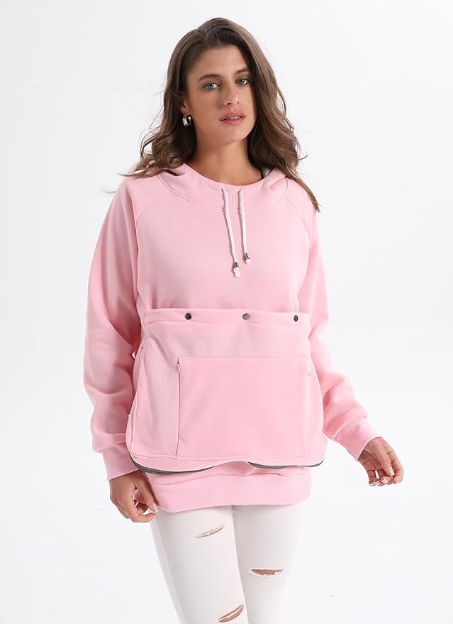 Unisex Cat Pouch Hoodie Long Sleeve Kitten Puppy Holder Hoodies Front Large Pouch Pet Carrier Sweatshirt