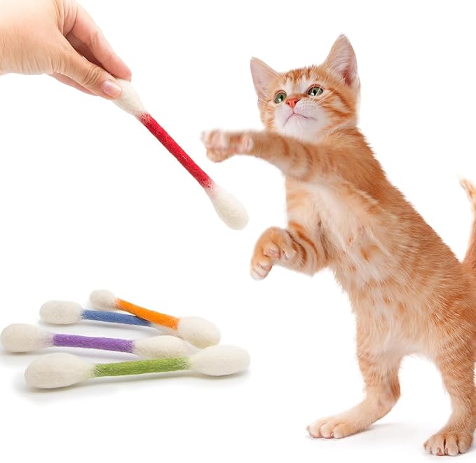 Cotton Swabs Cat Toys with Catnip, Giant Kitten Chew Sticks, Durable Dental Teething Ropes, Indoor Boredom & Dental Care, Pet Play Gift Accessories 6 Pack(Colorful)