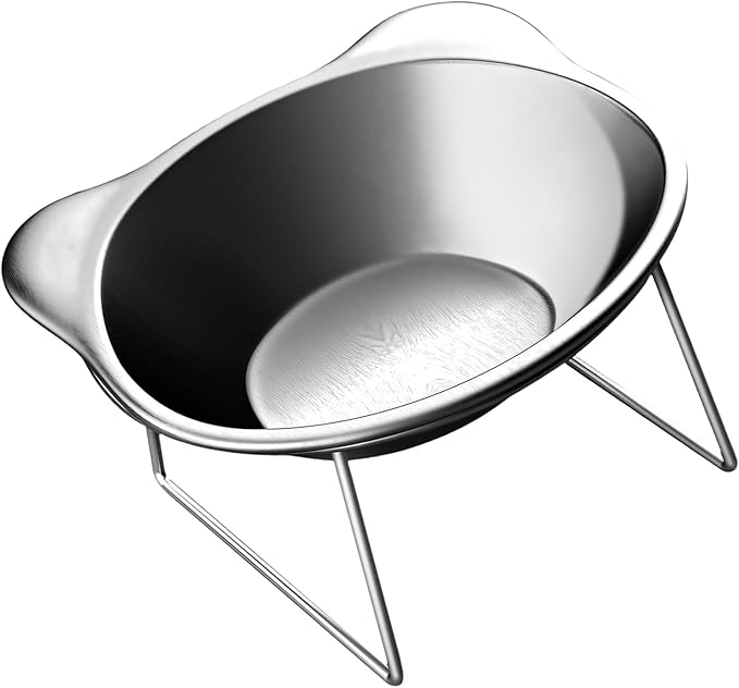 Elevated Cats Bowls Feeders Rustless Steel Bowl Stand with Weighted Base Feeding & Watering Pet Supply Rustless Steel Pet Bowl