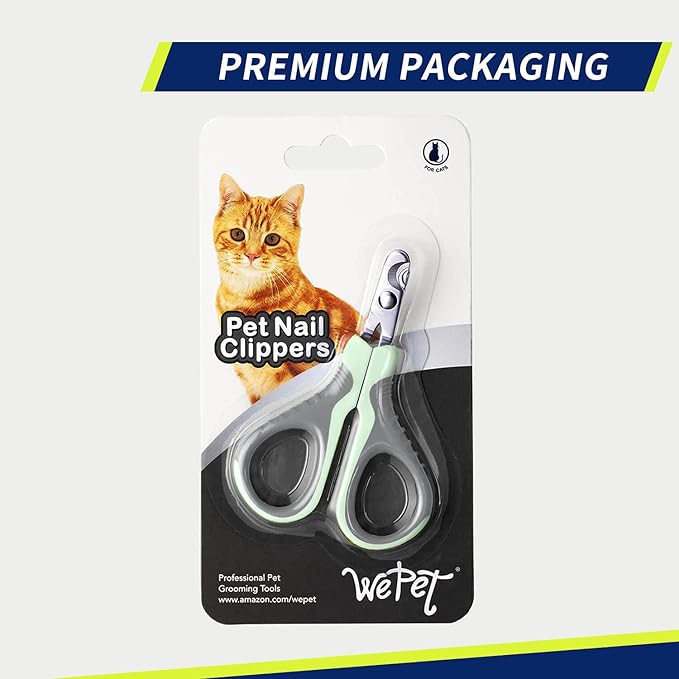 WePet Pet Nail Clippers U07.1, Professional Claw Trimmer, Bended Scissor Special for Cats, Kittens, Dogs, Puppies, Small Animals, Grey/Tea Green