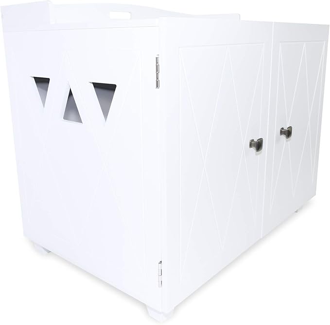 Furhaven Designer Hidden Litter Box Storage Container Cabinet - White, One Size