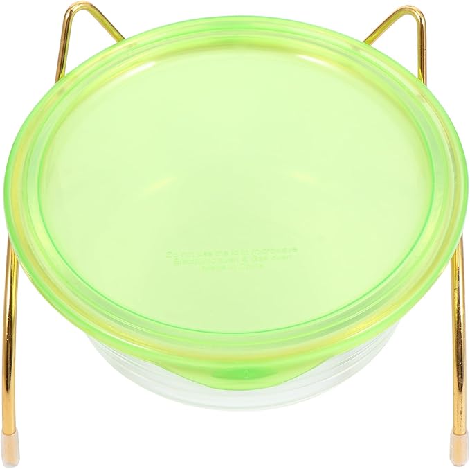 BESPORTBLE Cat Ceramic Raised Bowl Feeder Neck Protection, Slant Edge Pet Food Bowl on Iron Stand, Suitable for Indoor Cats Feeding and Watering