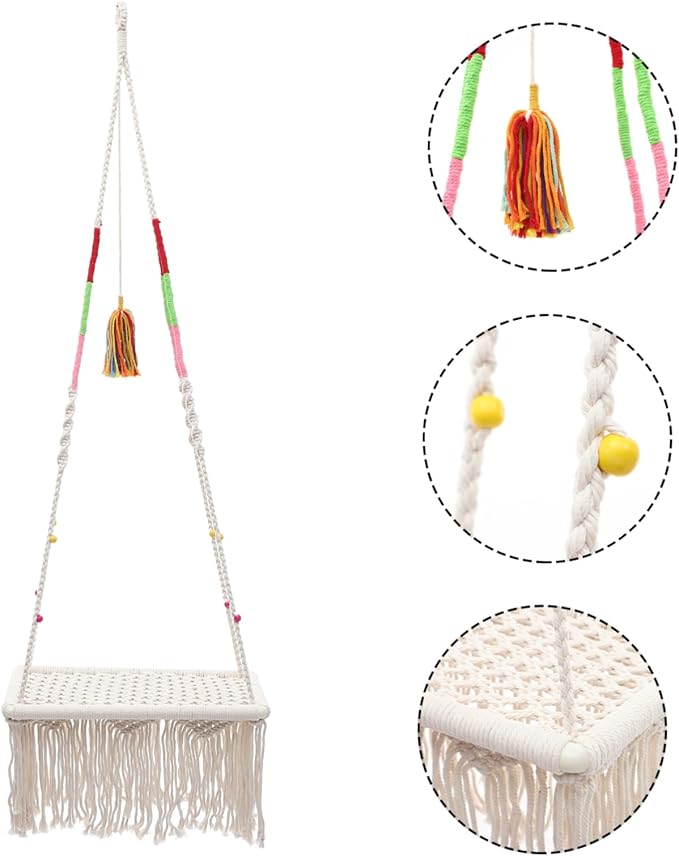 SUPVOX Hanging Cat Hammock Bohemian Style Macrame Cat Swing Bed Comfortable Resting and Playing Space Decorative Pet Furniture for Pets