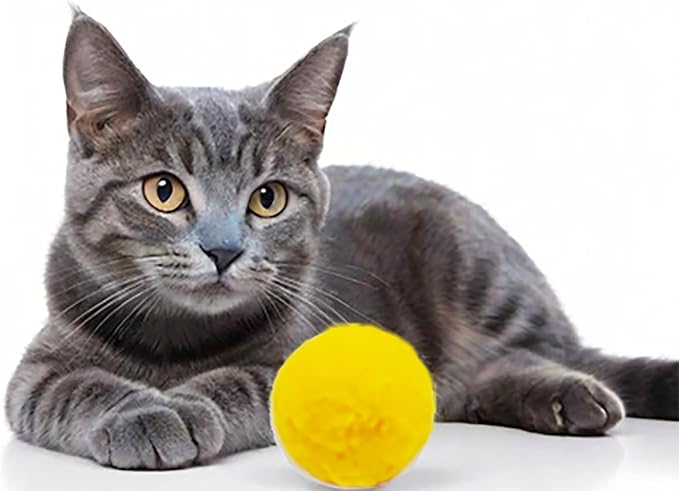 Cat Toy Balls, Cat Pompom Toys for Training and Play, Premium Soft Pom Pom Balls, Lightweight, Interactive, Assorted Colors, Craft DIY Decorations, (10PCS & 1.9Inches)