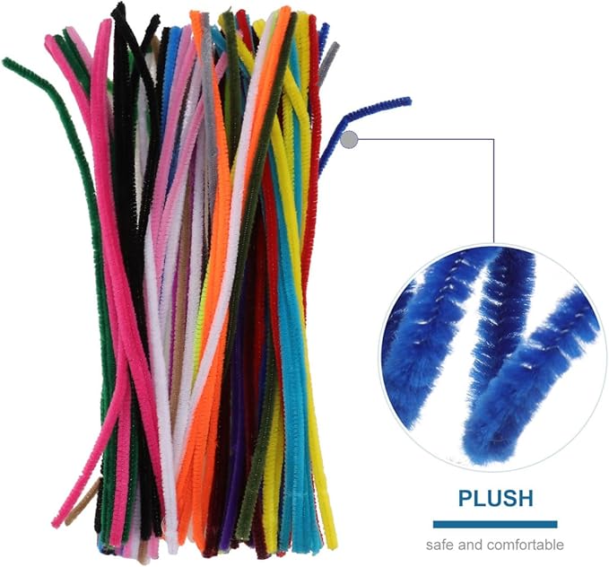 Mipcase 100Pcs Colorful Twistable Pipe Cleaner Cat Toys Soft Plush Spring Interactive DIY Supplies for Indoor Cats and Kittens Flexible Wool Sticks for Pet Play