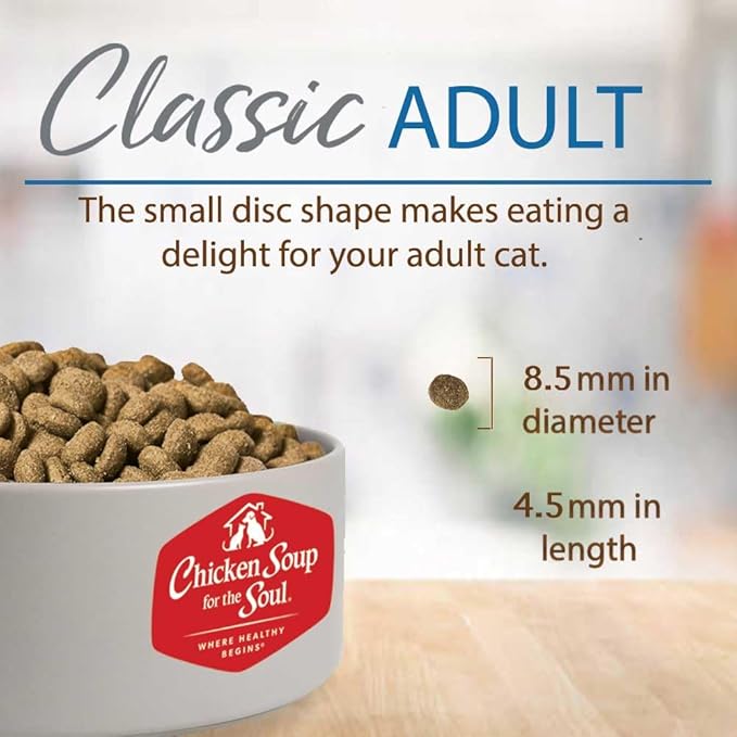 Chicken Soup for the Soul All Natural Premium Adult Dry Cat Food, Real Meat First Ingredient, No By-Products, Supports Heart, Gut & Immune Health, Chicken & Brown Rice, 12lb