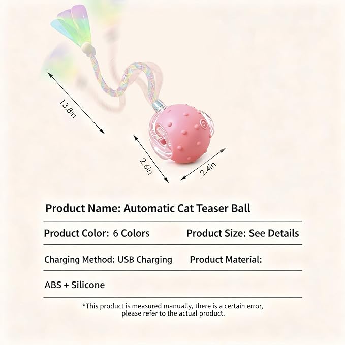2 Pack Interactive Cat Toys for Indoor Cats with 3 Tails,Automatic Moving Kitten Toys,Cat Toys for Bored Indoor Adult Cats,Smart Rechargeable Cat Enrichment Toys for Cats to Keep Them Busy, Cat Balls