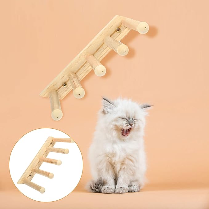 Cat Wall Steps Cat Scratch Wall Mount Shelf Cute Furniture Shelves Elevated Bed Climbing Ladder Steps Indoor Ladder Pet Plaything Wooden Log Tree