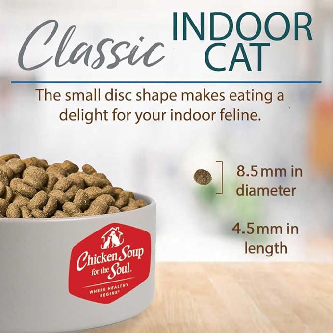 Chicken Soup for The Soul All Natural Premium Indoor w/Hairball Care Adult Dry Cat Food, Real Meat First Ingredient, No by-Products, Supports Intestinal Health, Chicken & Brown Rice, 12lb