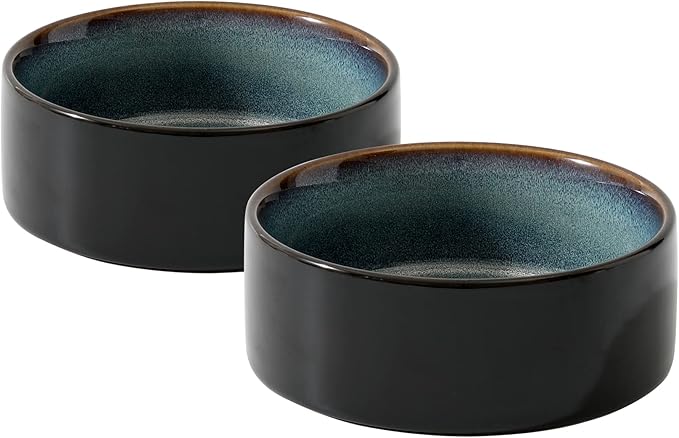 Havniva Cat Bowls Water Bowl Set of Two, 5.1” Ceramic Cat Food and Water Bowl Whisker Friendly Pet Food Bowls for Indoor Cats, Wide Cat Water Dish Prevent Whisker Fatigue Non Slip Cat Feeder