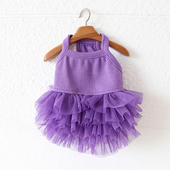 Hdwk&Hped Small Dog Dress Breathable Summer Dog Dress for Puppy Cats Girl Female Tutu Cake Skirt Princess Dress for Birthday Party Costume (Cake Skirt - Purple, X-Large)