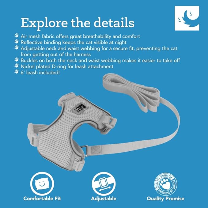 RC Pets Adventure Kitty Harness Includes Adjustable, Airmesh Fabric, 6' Leash and D-Ring Cat Walking Harness | Splatter, Medium